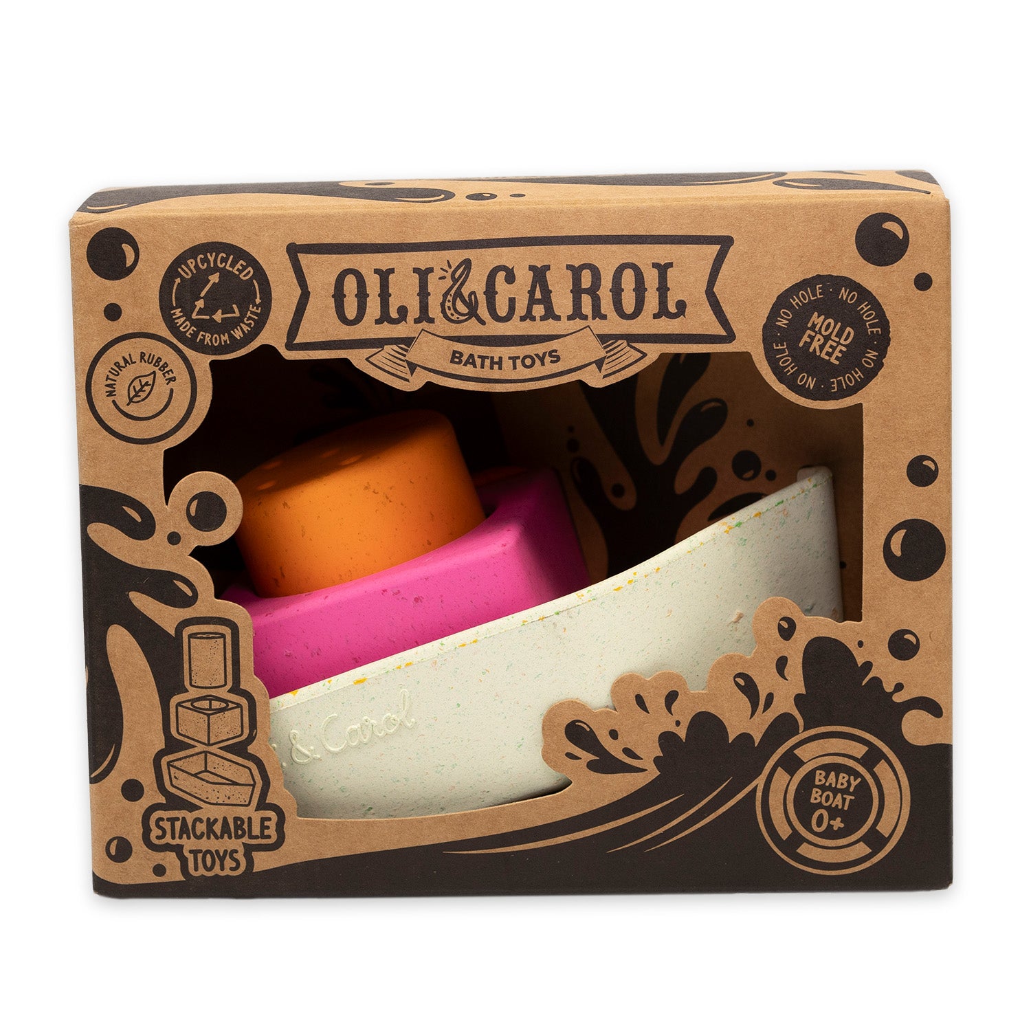Upcycled Rubber Bath Toy Boat Orange - Oli&Carol