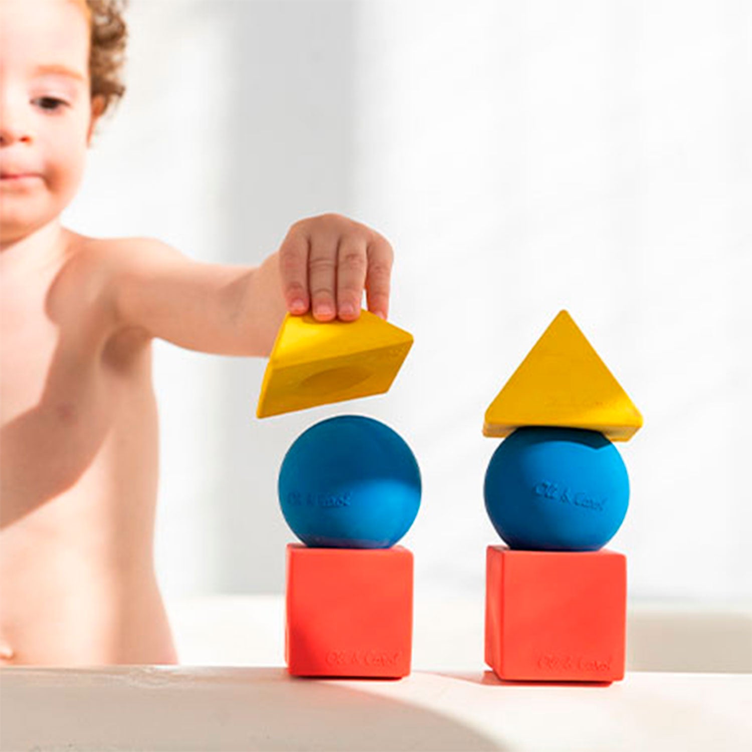 3 Geometric Figures Basic Colors Baby Stacking Toy Blocks - Oli&Carol